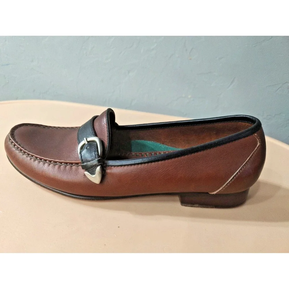 Greg Norman Made in Indonesia Mens Brown Leather Oxford Loafers Shoes Size 9.5 M